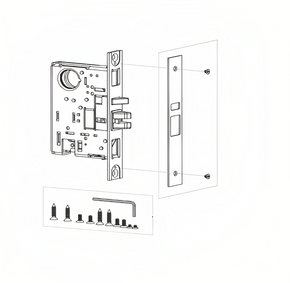 PHI M308 630 Mortise Lock Body, 08 Function, Satin Stainless Steel Finish