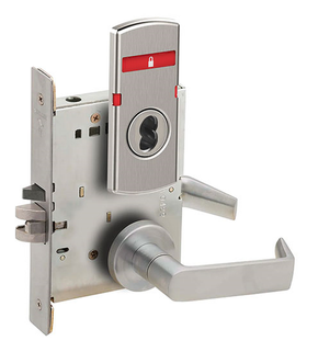 Schlage L9056B 06A OS-SYM Entrance Office with Auto Unlocking Mortise Lock, Exterior Symbols Only Indicator