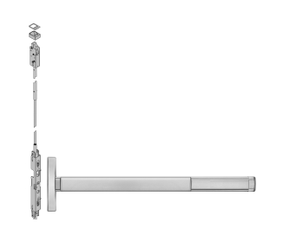 PHI Precision FL2601LBR Fire Rated Narrow Stile Concealed Vertical Rod Exit Device, Less Bottom Rod, Exit Only