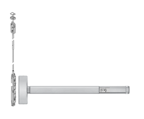 PHI Precision 2808LBRCD Cylinder Dogging Concealed Vertical Rod Exit Device, Less Bottom Rod, Key Locks/Unlocks Lever/Knob Prep (No Trim)