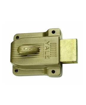 Accentra (Yale) 112F Heavy Duty Single Cylinder Auxiliary Deadbolt w/ Flat Strike, Sprayed Brass Finish
