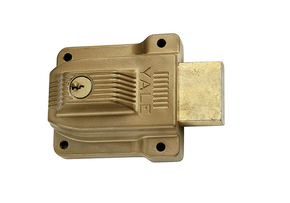 Accentra (Yale) 112 1/4F Heavy Duty Double Cylinder Auxiliary Deadbolt w/ Flat Strike, Sprayed Brass Finish