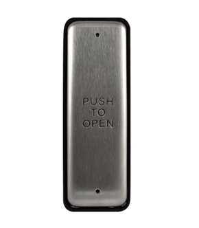 BEA 10PBJ  1-1/2" x 4-3/4" Stainless Steel Jamb Push Plate w/ "Push to Open" Text