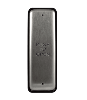 BEA 10PBJ  1-1/2" x 4-3/4" Stainless Steel Jamb Push Plate w/ "Push to Open" Text