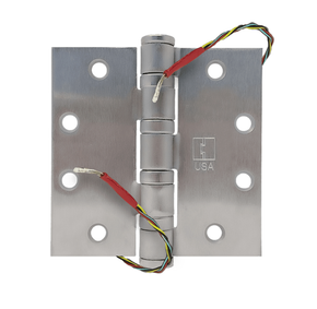 Hager BB1168 4-1/2X4-1/2 26D ETW4 Full Mortise Ball Bearing Hinge, Heavy Weight, 5 Knuckle, 4-Wires, Satin Chrome Finish
