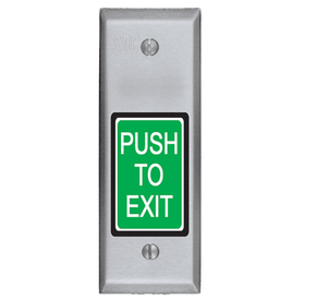SDC 413NU Narrow Push to Exit Button, Electronic Timer, Adjustable 1-60 Seconds, Satin Stainless Steel Finish