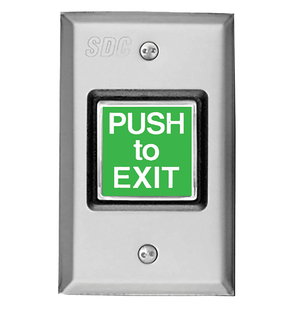 SDC 423U Push to Exit Button Switch, Electronic Timer, Adjustable 1-60 Seconds, Satin Stainless Steel Finish