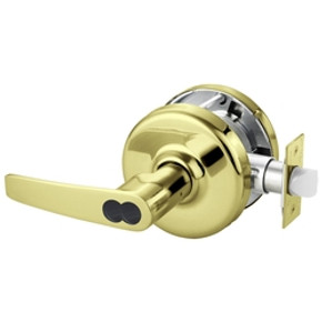 Corbin Russwin CL3581 AZD 605 CL6 Keyed Lever x Blank Plate Cylindrical Lever Lock, Accepts Large Format IC Core (LFIC), Bright Brass Finish