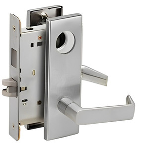 Schlage L9473L 06N Dormitory/bedroom Mortise Lock with Deadbolt, Less Cylinder, w/ 06 Lever and N Escutcheon