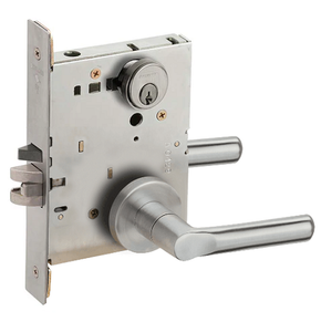 Schlage L9050P 18A 626 Office and Inner Entry Mortise Lock, w/ 18 Lever and A Rose, Satin Chrome Finish