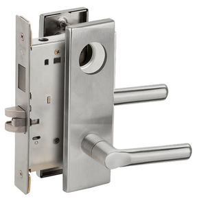 Schlage L9473L 18N 626 Dormitory/Bedroom Mortise Lock with Deadbolt, Less Cylinder, Satin Chrome Finish