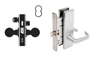 Falcon MA621B DN Apartment Corridor Mortise Lock, Accepts Small Format IC Core