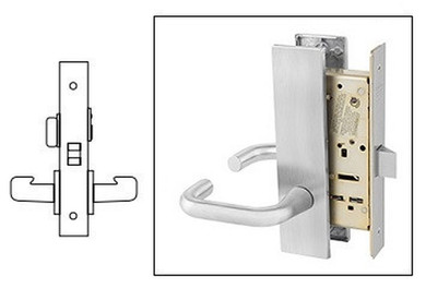 Sargent 8265 LW1J 26D Privacy Bath/Bedroom Mortise Lock, Satin Chrome Finish