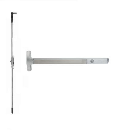 Falcon CD-24-C EO 32D Cylinder Dogging Narrow Stile Concealed Vertical Rod Exit Device, Exit Only, Satin Stainless Steel Finish