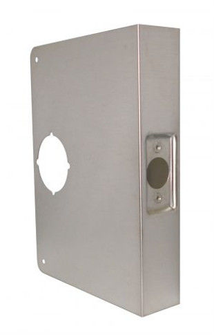 Don-Jo 55-S-CW Wrap Around Plate For 5" Backset Cylindrical Locks, Satin Stainless Steel Finish