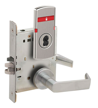 Schlage L9056J 06A L283-724 Entrance Office with Auto Unlocking Mortise Lock, Exterior Symbols Only Indicator