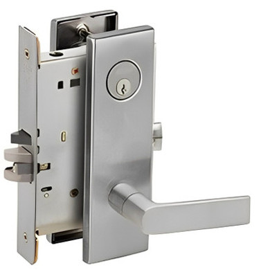 Schlage L9080P 01N Storeroom Mortise Lock, w/ 01 Lever and N Escutcheon