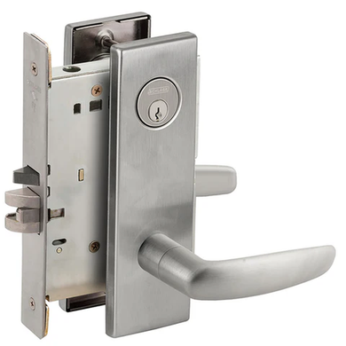 Schlage L9076P 07N Classroom Holdback Mortise Lock, w/ 07 Lever and N Escutcheon
