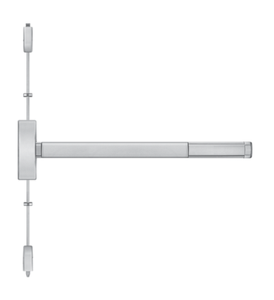 PHI Precision FL2208 Fire Rated Surface Vertical Rod Exit Device, Key Locks/Unlocks Lever/Knob Prep (No Trim)
