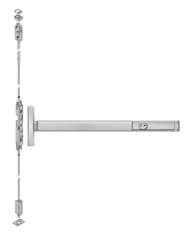 PHI Precision 2601CD Cylinder Dogging Narrow Stile Concealed Vertical Rod Exit Device, Exit Only