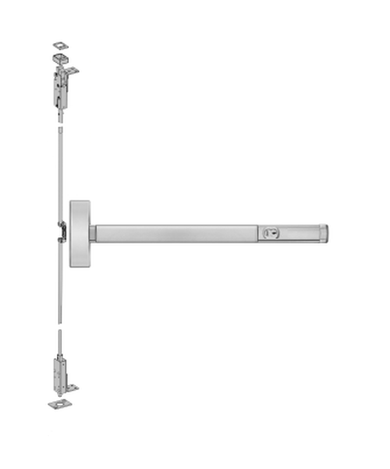 PHI Precision 2714CD Cylinder Dogging Wood Door Concealed Vertical Rod Exit Device, No Cylinder Lever/Knob Always Active Prep (No Trim)