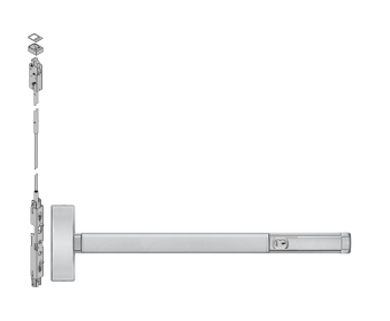 PHI Precision 2815LBRCD Cylinder Dogging Concealed Vertical Rod Exit Device, Less Bottom Rod, No Cylinder Thumbpiece Always Active Prep (No Trim)