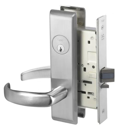 Accentra (Yale) PBCN8890FL 626 Fail Safe Mortise Electrified Lever Lock, Pacific Beach Style, Satin Chrome Finish