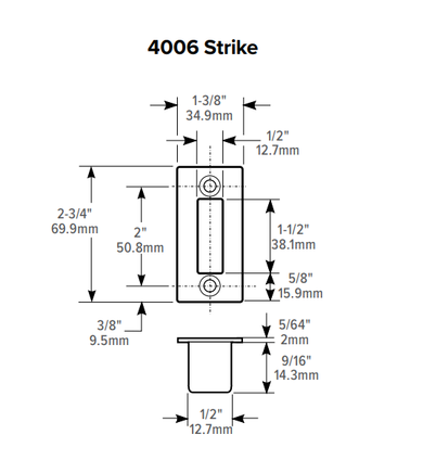 Adams Rite 4006 Strike for 1830 Bottom Rail Deadlock