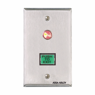 Securitron PB3A 1" x 3/4" Illuminated "Push to Exit" Button, Alternate Action, Single Gang