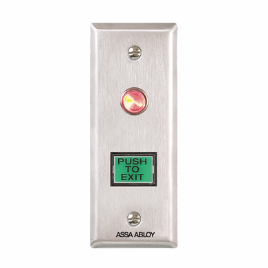 Securitron PB3AN 1" x 3/4" Illuminated "Push to Exit" Button, Alternate Action, Narrow Stile