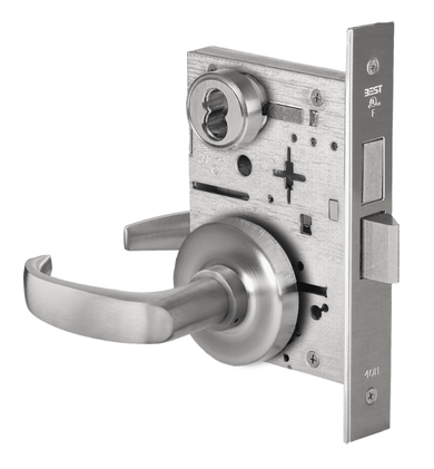 BEST 45H7T 14R 626 Dormitory Mortise Lever Lock w/ 14 Lever and R Rose, Satin Chrome Finish