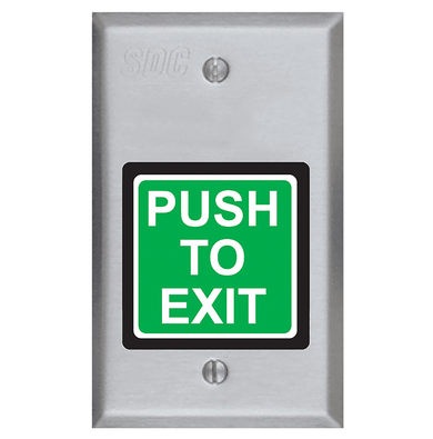 SDC 422U Push to Exit Button Switch, Momentary (MO), SPDT, Satin Stainless Steel Finish