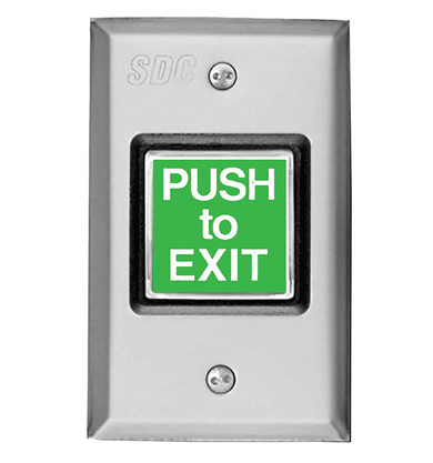 SDC 423MU Push to Exit Button Switch, Electronic Timer, Fixed (30 seconds), Satin Stainless Steel Finish