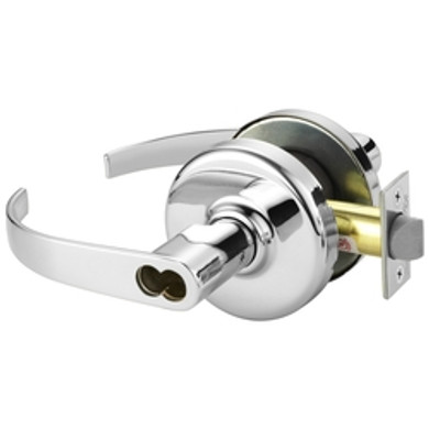 Corbin Russwin CL3193 PZD 625 CL6 Grade 1 Service Station Vandal Resistance Cylindrical Lever Lock, Accepts Large Format IC Core (LFIC), Bright Chrome Finish