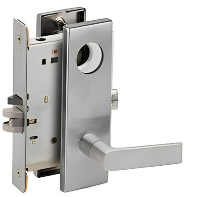 Schlage L9060L 01N Apartment Entrance Mortise Lock, Less Cylinder, w/ 01 Lever and N Escutcheon