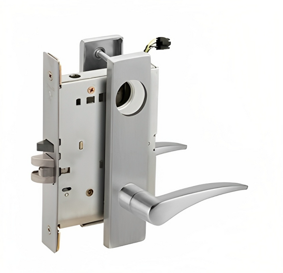 Schlage L9092 Mortise Lock, Electrically lock/unlock outside lever W/ Cylinder outside