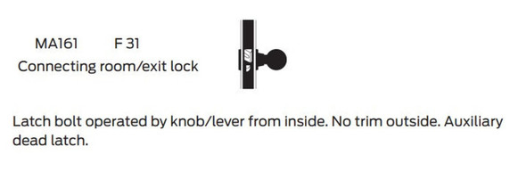 Falcon MA161 DN 626 Connecting Room/Exit Mortise Lock, Satin Chrome Finish