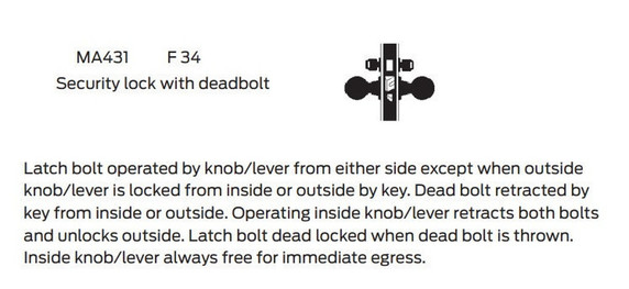 Falcon MA431L DN Security Mortise Lock, Less conventional cylinder