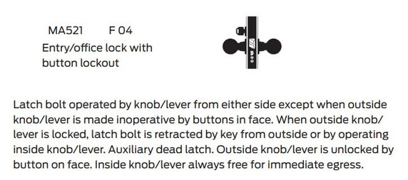 Falcon MA521P DG Entry/Office Mortise Lock