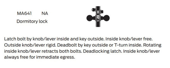 Falcon MA641P DG Dormitory Mortise Lock