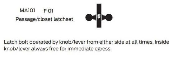 Falcon MA101 AG Passage/Closet Mortise Lock