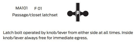 Falcon MA101 AN 626 Passage/Closet Mortise Lock, Satin Chrome Finish