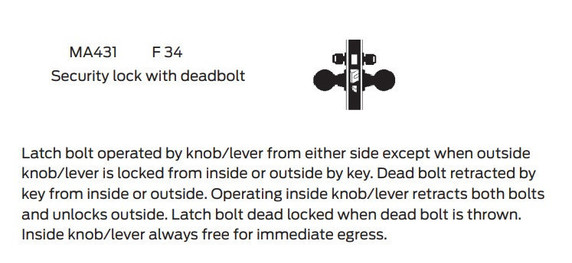 Falcon MA431L AG Security Mortise Lock, Less conventional cylinder