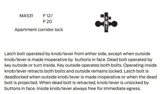 Falcon MA531P AG Apartment Corridor Mortise Lock