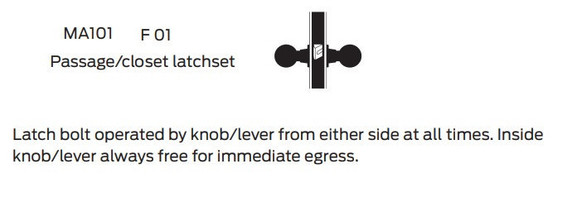 Falcon MA101 QN 626 Passage/Closet Mortise Lock, Satin Chrome Finish