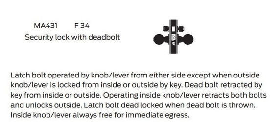 Falcon MA431L QG Security Mortise Lock, Less conventional cylinder