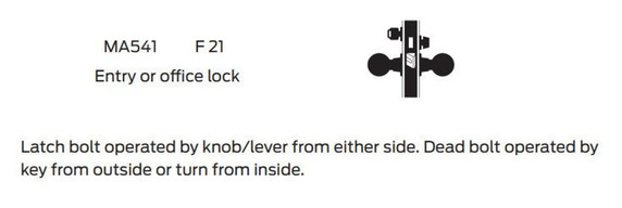 Falcon MA541L QN Entry or Office Mortise Lock, Less conventional cylinder