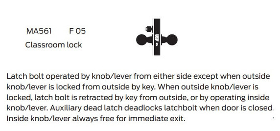 Falcon MA561P QG Classroom Mortise Lock