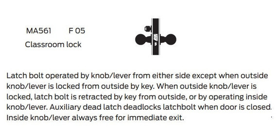 Falcon MA561L QN Classroom Mortise Lock, Less conventional cylinder