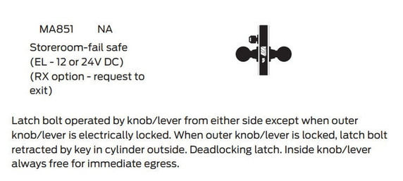 Falcon MA851B QG Storeroom-Fail Safe Mortise Lock, Accepts Small Format IC Core